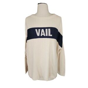 Town Pride Apres Ski Vail Sweater Womens Small Cream Oversized Drop Shoulders